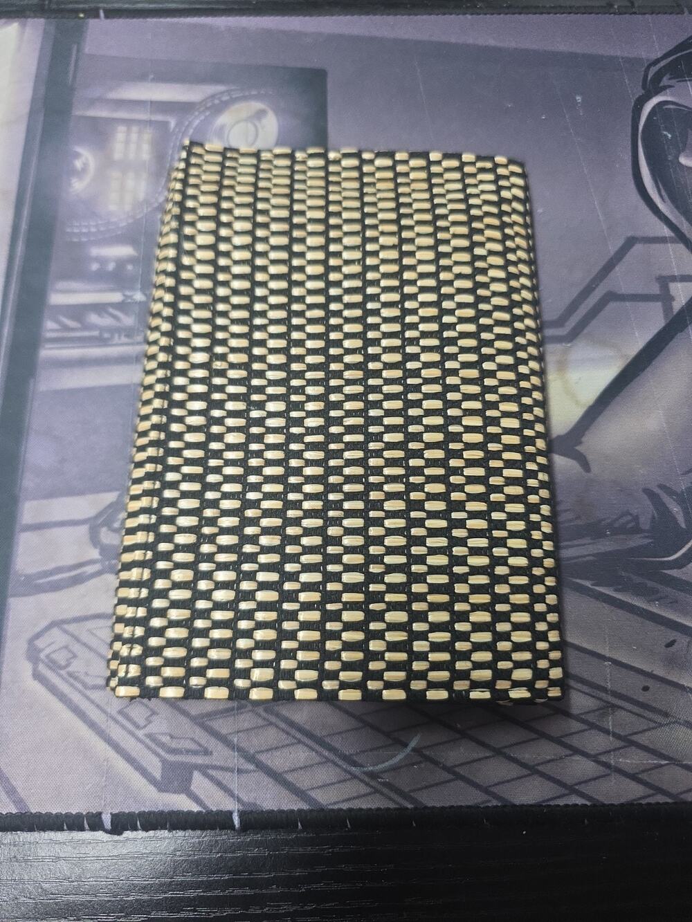 Black And Beige Woven Saks 5th Avenue Trifold Womens Wallet